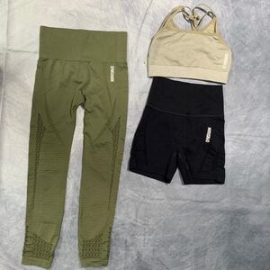 Gymshark Green and Black Leggings High-Waisted Performance